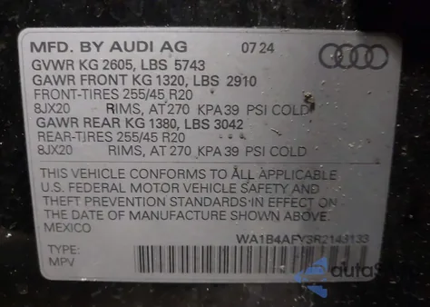 2024 Audi Sq5 Premium Plus Tfsi Quattro Tiptronic из США, поврежденный, VIN WA1B4AFY3R2143133